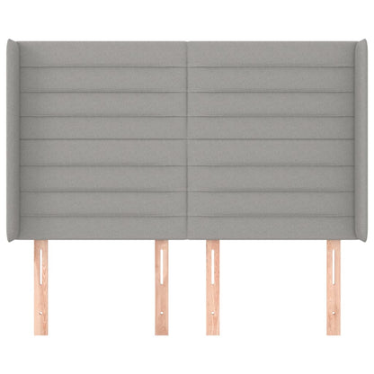 Cabeceira cama c/ abas tecido 147x16x118/128 cm cinzento-claro