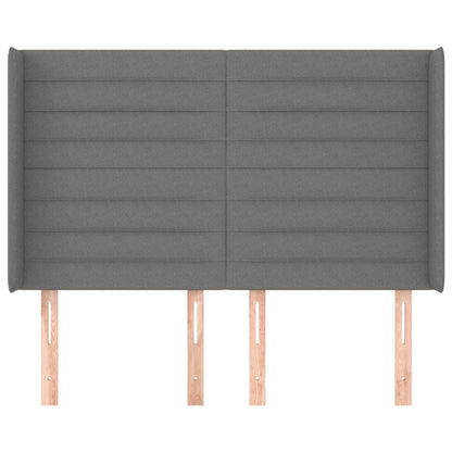 Cabeceira cama c/ abas tecido 147x16x118/128 cm cinzento-escuro