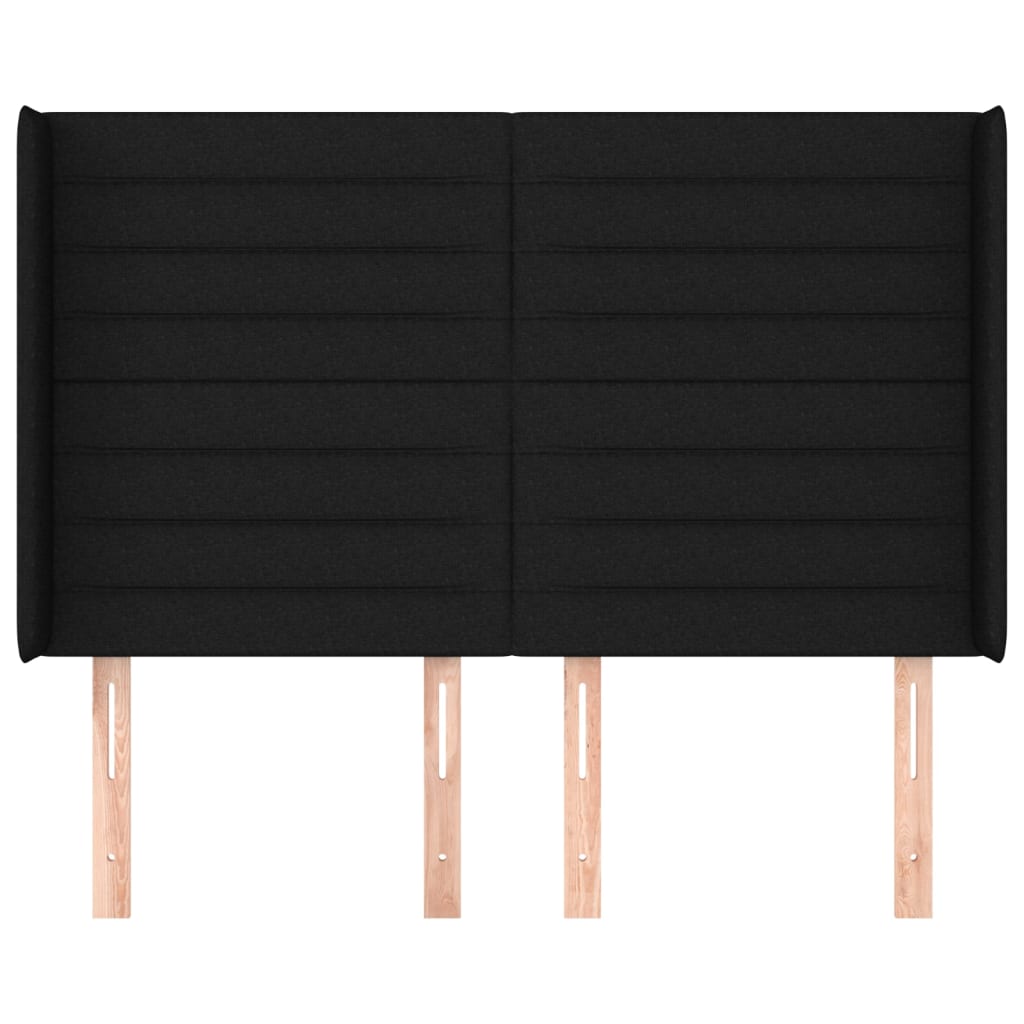 Cabeceira de cama c/ abas tecido 147x16x118/128 cm preto