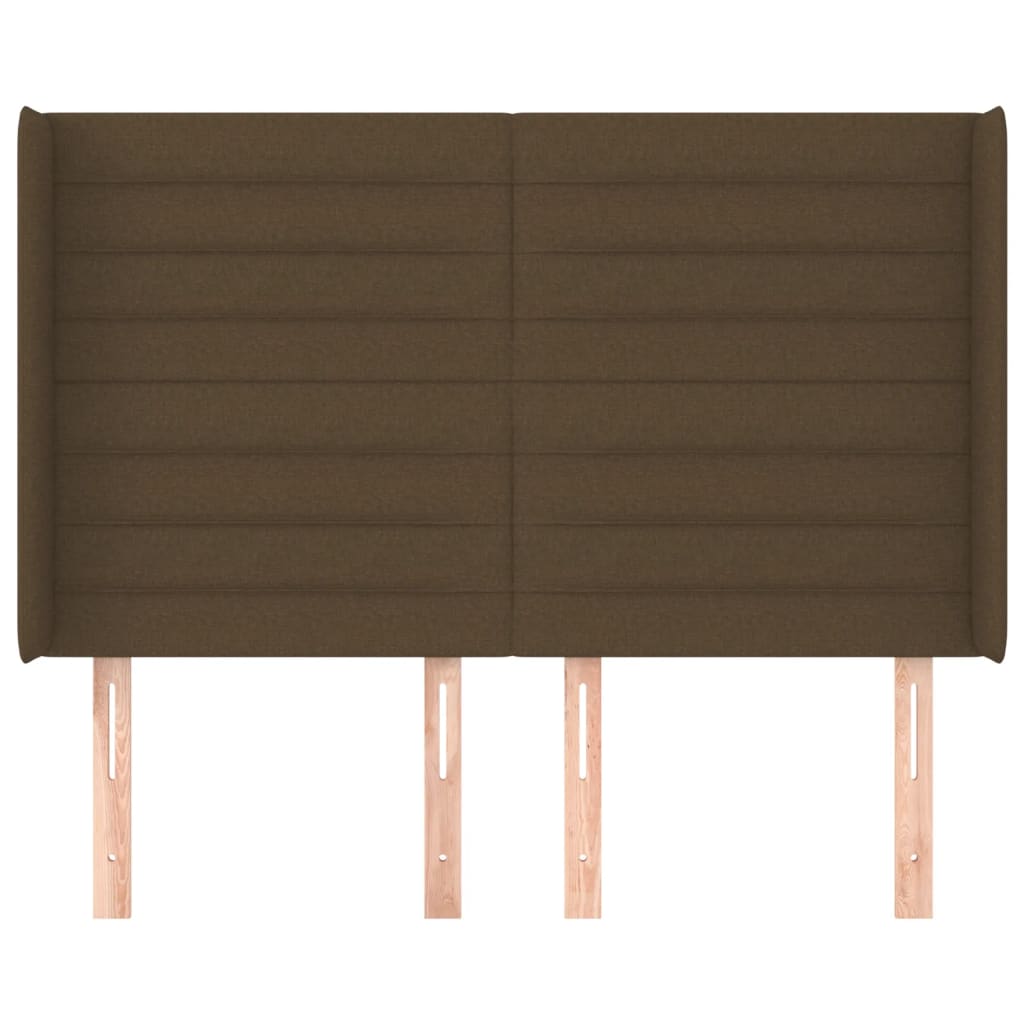 Cabeceira cama c/ abas tecido 147x16x118/128 cm castanho-escuro