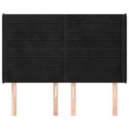 Cabeceira de cama c/ abas veludo 147x16x118/128 cm preto