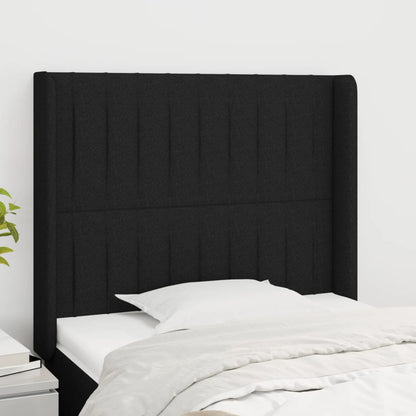 Cabeceira de cama c/ abas tecido 83x16x118/128 cm preto