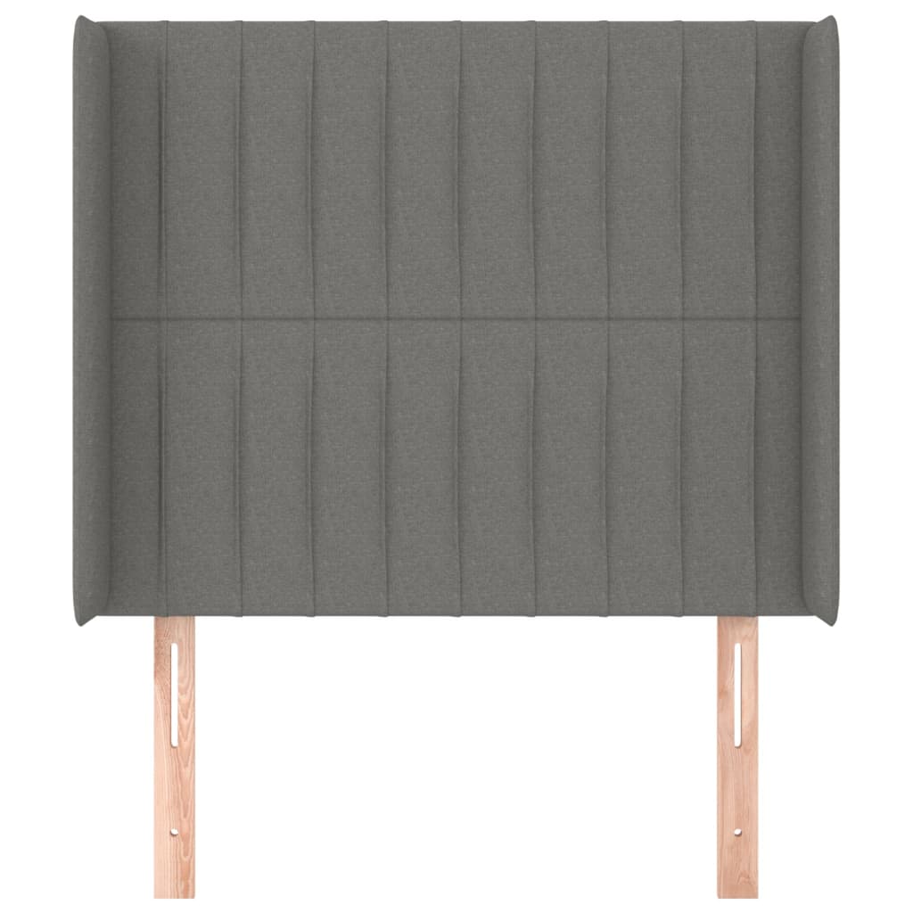 Cabeceira cama c/ abas tecido 103x16x118/128 cm cinzento-escuro