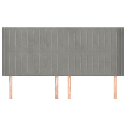 Cabeceira cama c/ abas veludo 203x16x118/128 cm cinzento-claro