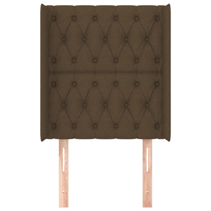 Cabeceira cama c/ abas tecido 83x16x118/128 cm castanho-escuro