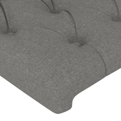 Cabeceira cama c/ abas tecido 203x16x118/128 cm cinzento-escuro