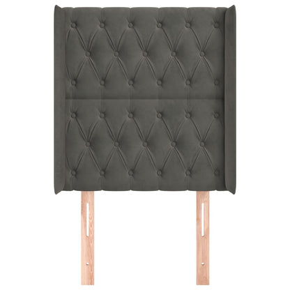 Cabeceira cama c/ abas veludo 83x16x118/128 cm cinzento-escuro