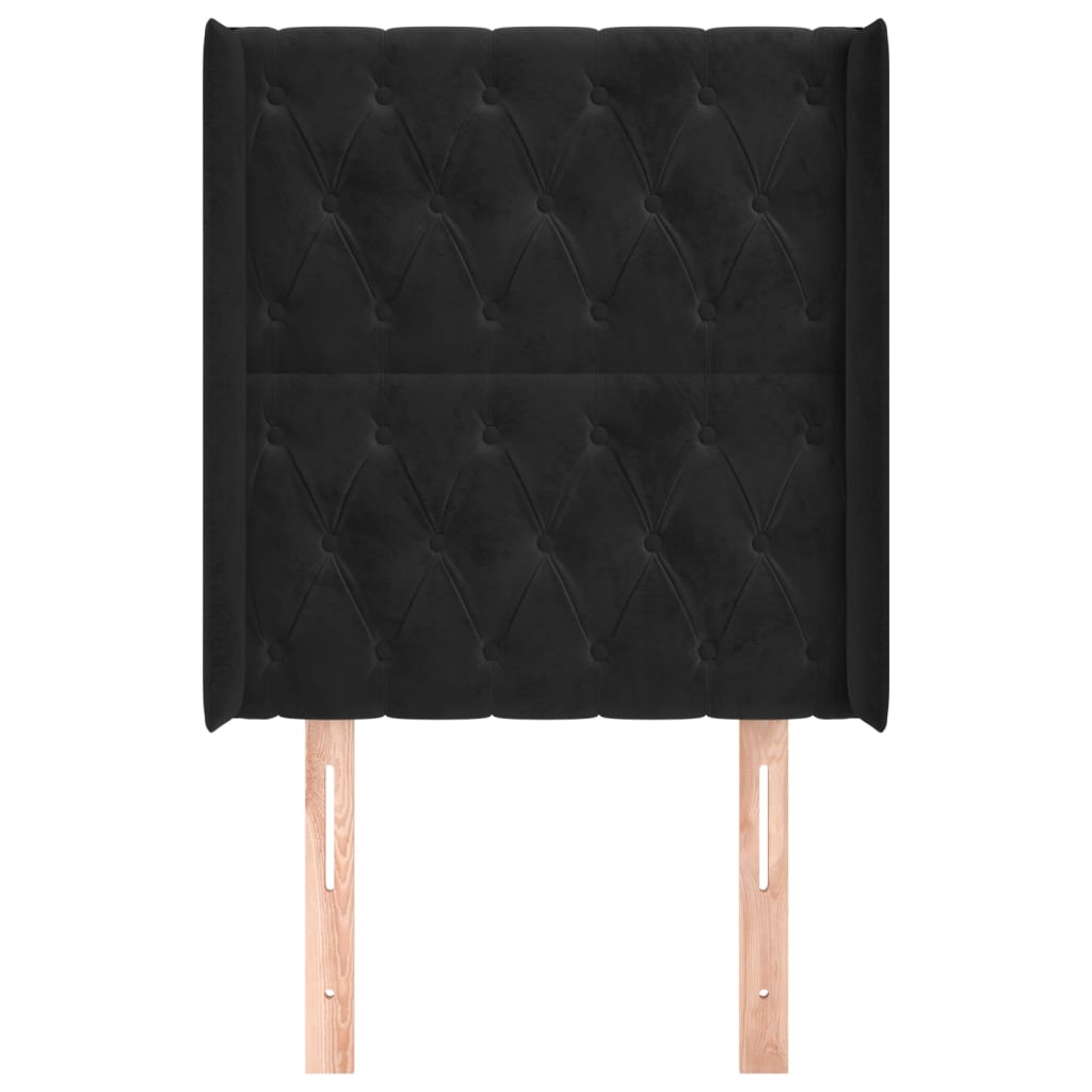 Cabeceira de cama c/ abas veludo 83x16x118/128 cm preto