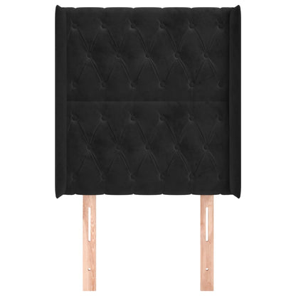 Cabeceira de cama c/ abas veludo 83x16x118/128 cm preto