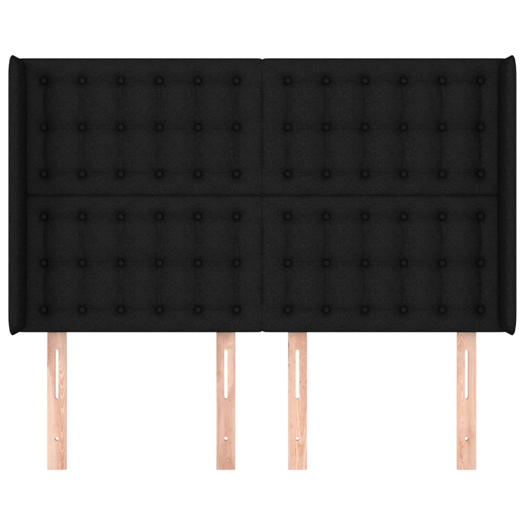 Cabeceira de cama c/ abas tecido 147x16x118/128 cm preto