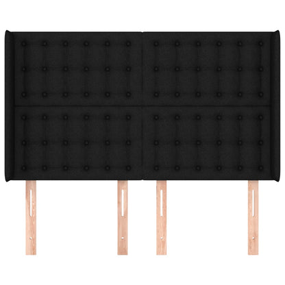 Cabeceira de cama c/ abas tecido 147x16x118/128 cm preto