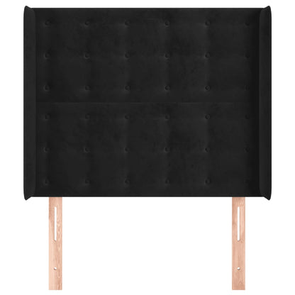 Cabeceira de cama c/ abas veludo 103x16x118/128 cm preto