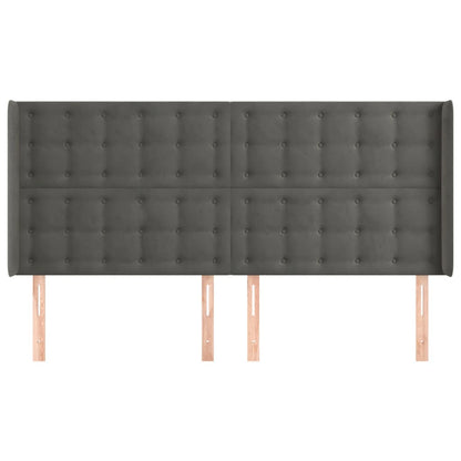 Cabeceira cama c/ abas veludo 163x16x118/128 cm cinzento-escuro