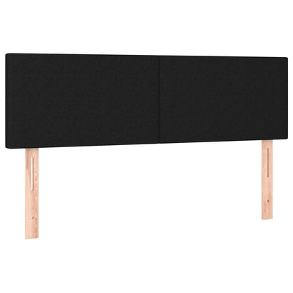 Cabeceira de cama c/ luzes LED tecido 144x5x78/88 cm preto