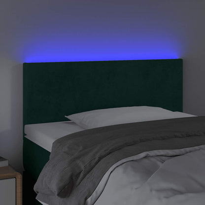 Cabeceira de cama c/ luzes LED veludo 90x5x78/88cm verde-escuro