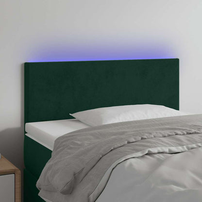 Cabeceira de cama c/luzes LED veludo 100x5x78/88cm verde-escuro