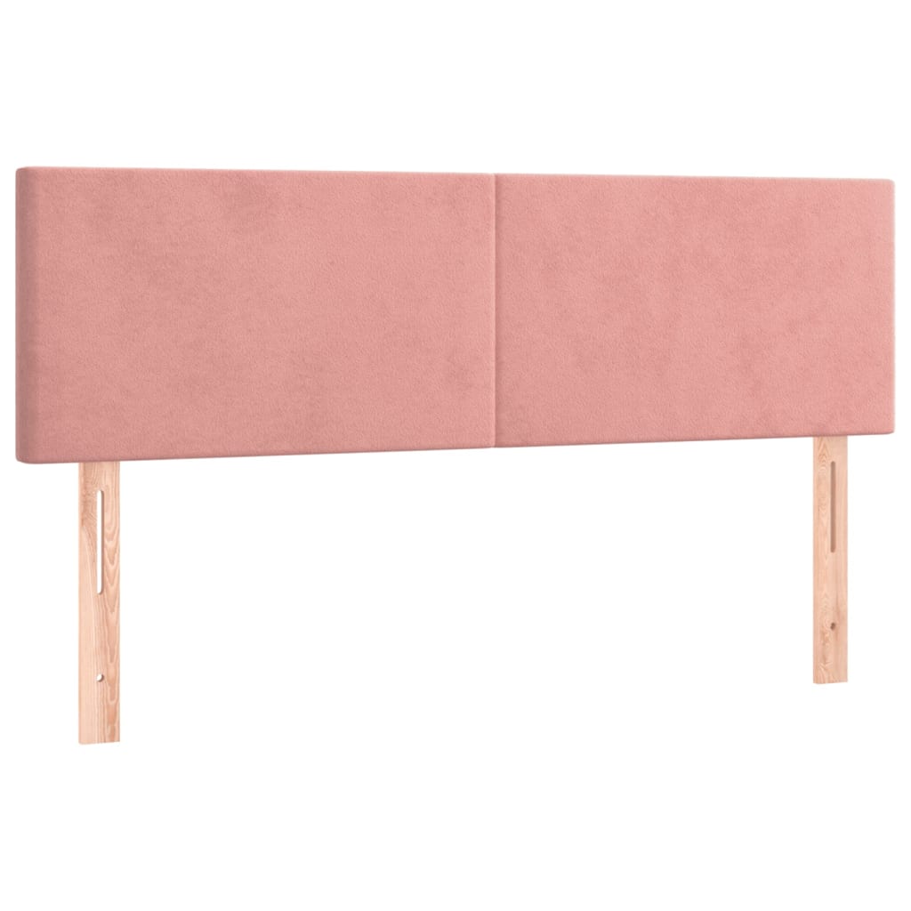 Cabeceira de cama c/ luzes LED veludo 144x5x78/88 cm rosa