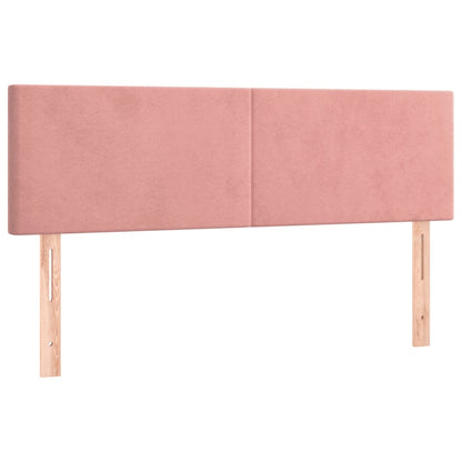 Cabeceira de cama c/ luzes LED veludo 144x5x78/88 cm rosa