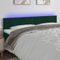 Cabeceira de cama c/luzes LED veludo 160x5x78/88cm verde-escuro