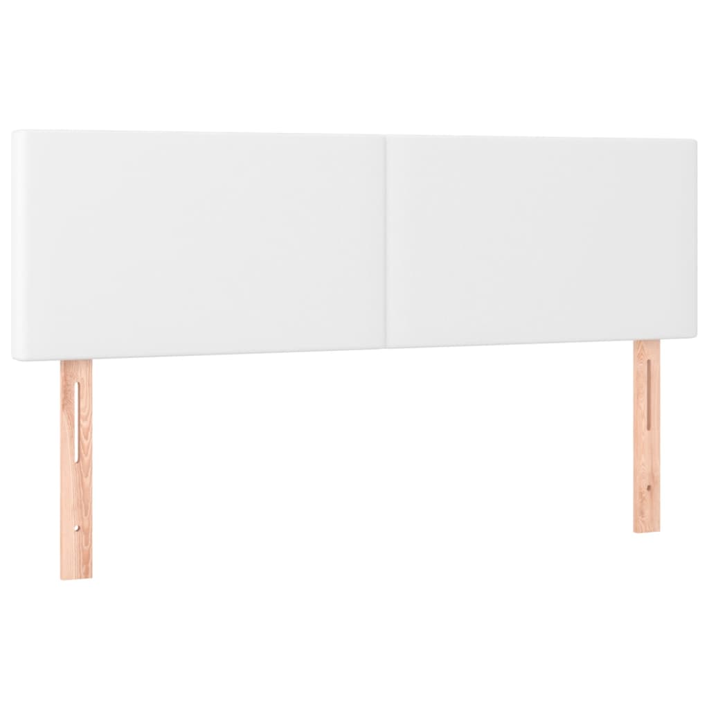 Cabeceira de cama c/ LED couro artificial 144x5x78/88 cm branco