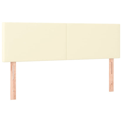 Cabeceira de cama c/ LED 144x5x78/88 cm couro artificial creme