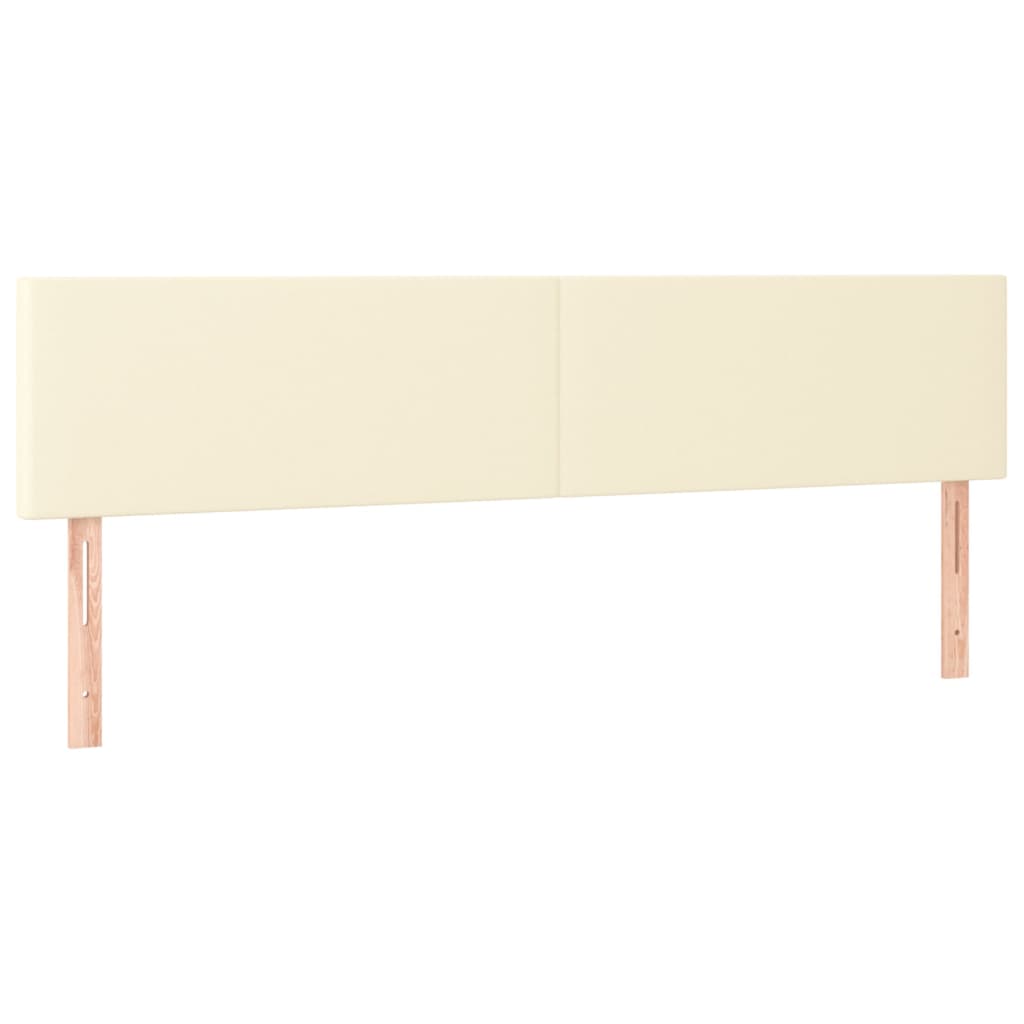 Cabeceira de cama c/ LED 160x5x78/88 cm couro artificial creme
