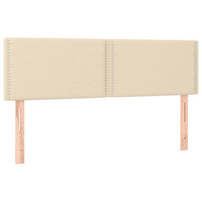 Cabeceira de cama c/ luzes LED tecido 144x5x78/88 cm cor creme