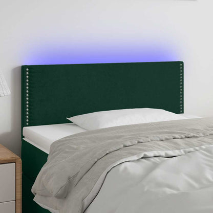 Cabeceira de cama c/luzes LED veludo 100x5x78/88cm verde-escuro
