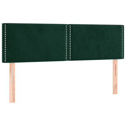 Cabeceira de cama c/luzes LED veludo 144x5x78/88cm verde-escuro