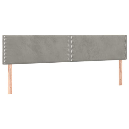 Cabeceira de cama c/luzes LED veludo 180x5x78/88 cm cinza-claro