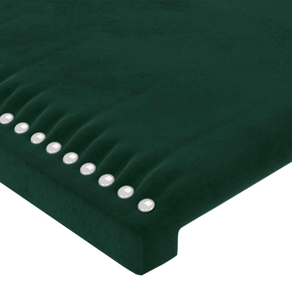 Cabeceira de cama c/luzes LED veludo 200x5x78/88cm verde-escuro