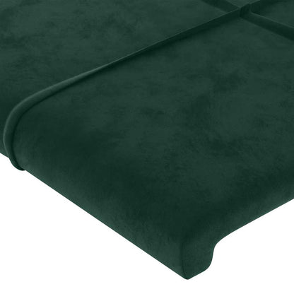 Cabeceira de cama c/ luzes LED veludo 80x5x78/88cm verde-escuro