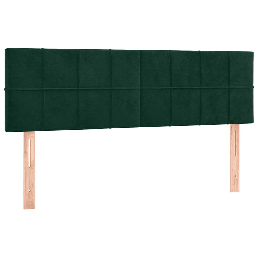 Cabeceira de cama c/luzes LED veludo 144x5x78/88cm verde-escuro