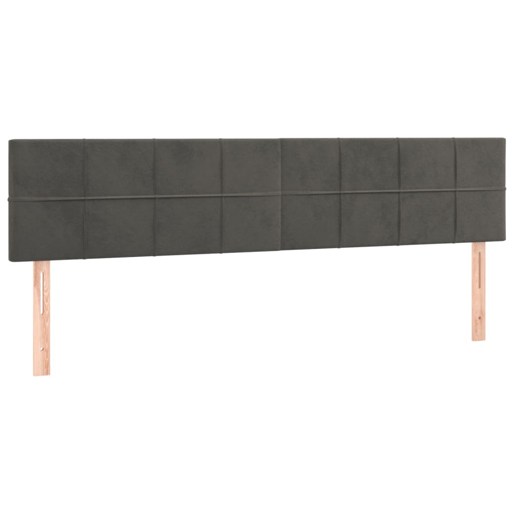 Cabeceira de cama c/luzes LED veludo 160x5x78/88cm cinza-escuro