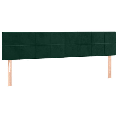 Cabeceira de cama c/luzes LED veludo 160x5x78/88cm verde-escuro