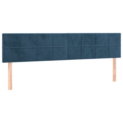 Cabeceira de cama c/ luzes LED veludo 160x5x78/88cm azul-escuro