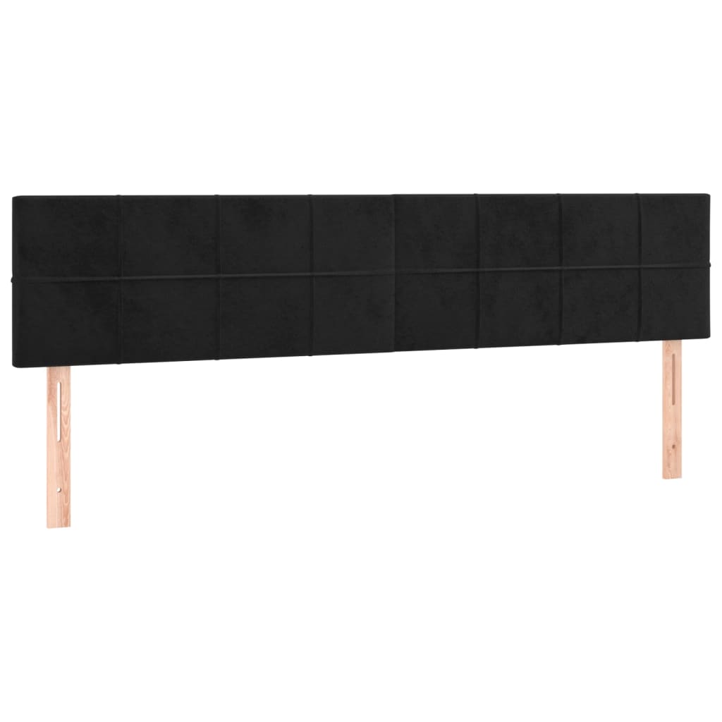 Cabeceira de cama c/ luzes LED veludo 200x5x78/88 cm preto