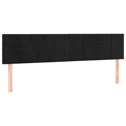Cabeceira de cama c/ luzes LED veludo 200x5x78/88 cm preto