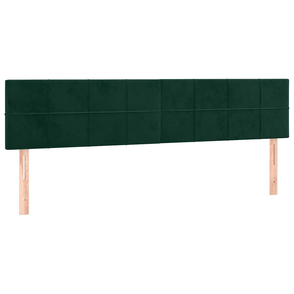 Cabeceira de cama c/luzes LED veludo 200x5x78/88cm verde-escuro