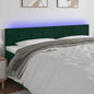 Cabeceira de cama c/luzes LED veludo 200x5x78/88cm verde-escuro