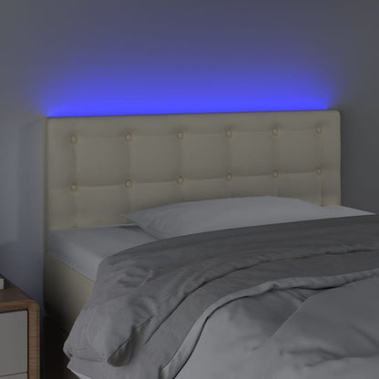 Cabeceira de cama c/ LED 80x5x78/88 cm couro artificial creme
