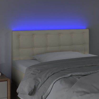 Cabeceira de cama c/ LED 100x5x78/88 cm couro artificial creme