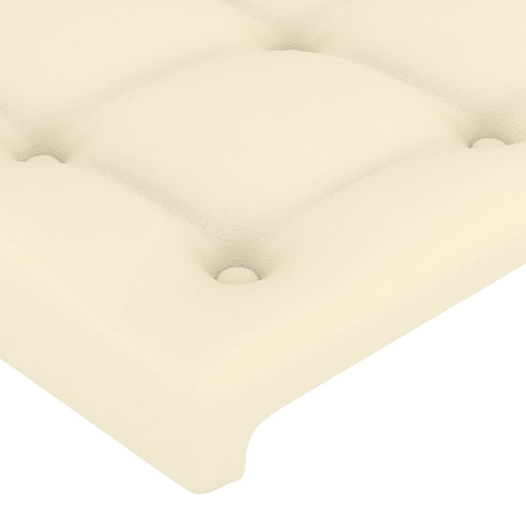 Cabeceira de cama c/ LED 144x5x78/88 cm couro artificial creme