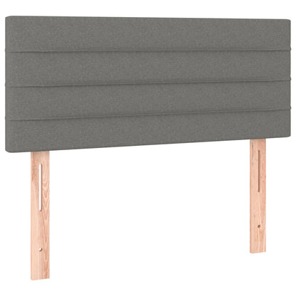 Cabeceira de cama c/luzes LED tecido 100x5x78/88cm cinza-escuro