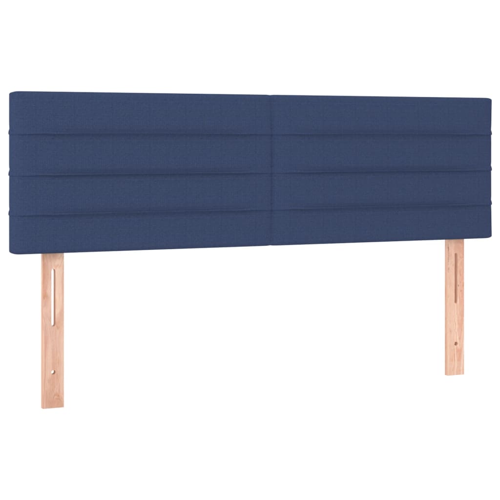 Cabeceira de cama c/ luzes LED tecido 144x5x78/88 cm azul