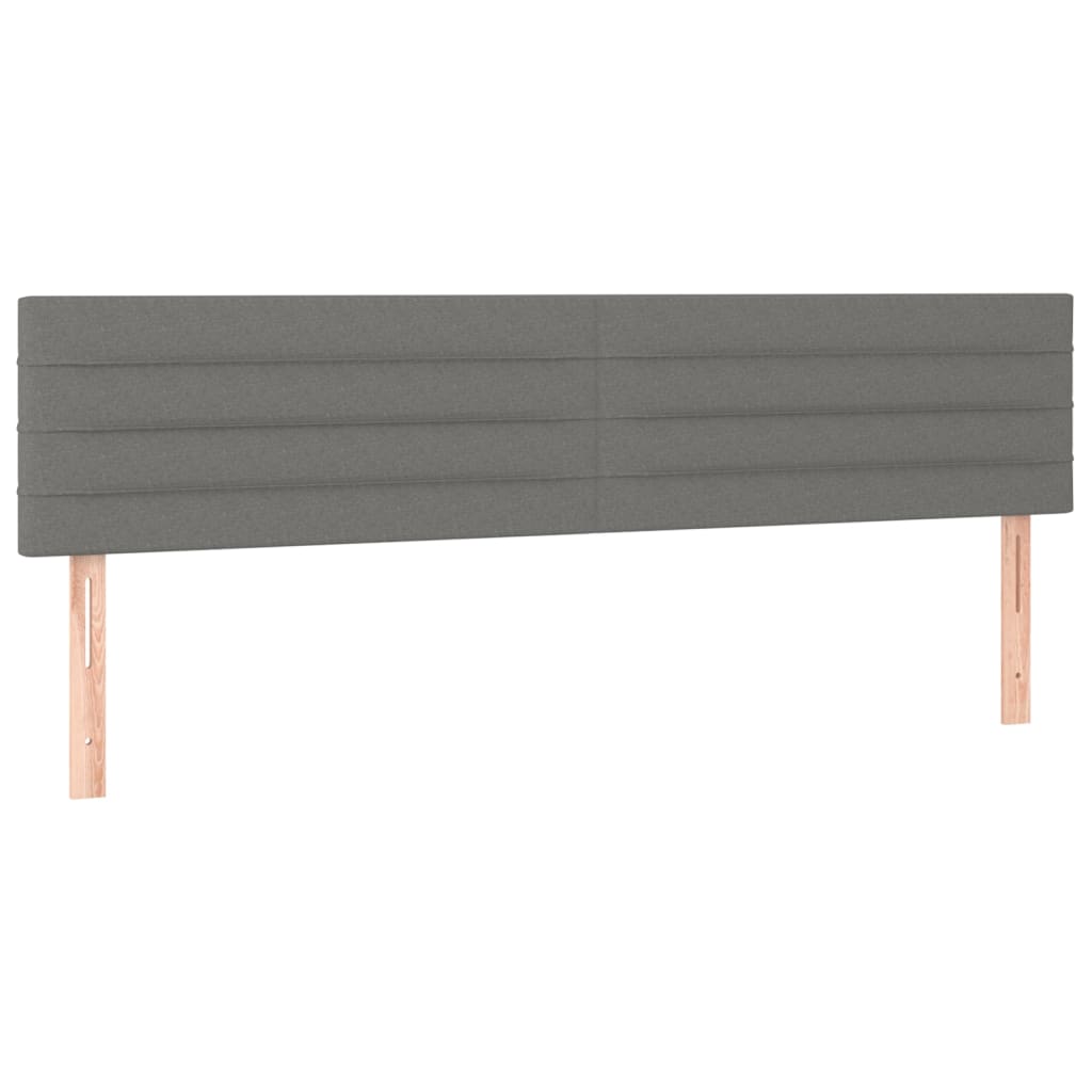 Cabeceira de cama c/luzes LED tecido 200x5x78/88cm cinza-escuro