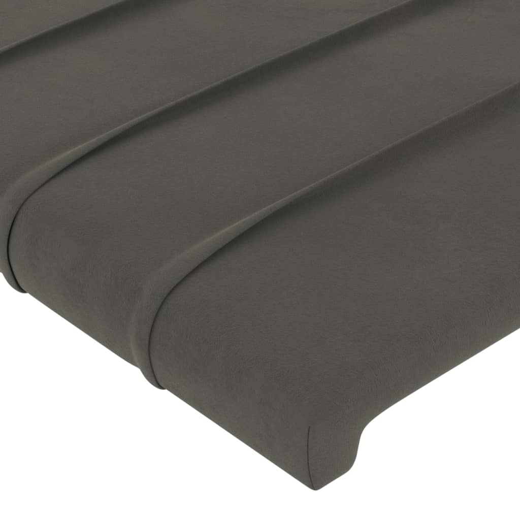 Cabeceira de cama c/luzes LED veludo 100x5x78/88cm cinza-escuro