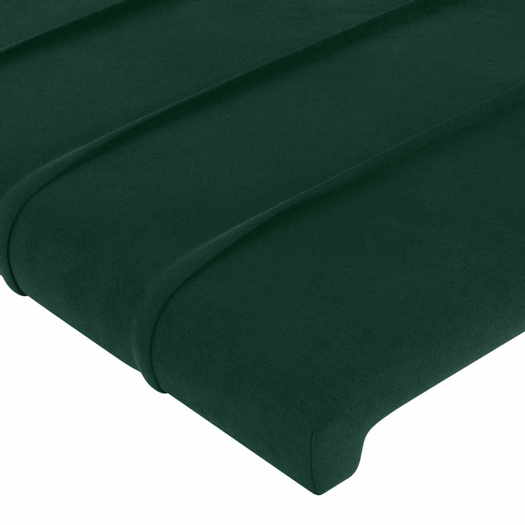 Cabeceira de cama c/luzes LED veludo 144x5x78/88cm verde-escuro