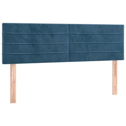 Cabeceira de cama c/ luzes LED veludo 144x5x78/88cm azul-escuro