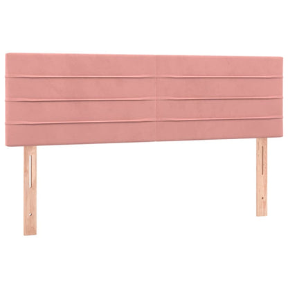 Cabeceira de cama c/ luzes LED veludo 144x5x78/88 cm rosa